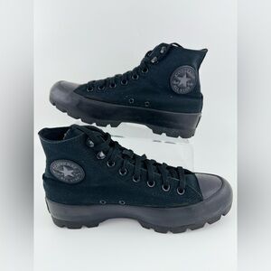 Converse All Star Women's Black Lugged High Top Canvas Sneakers, US Size 10